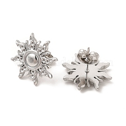 変色しない304ステンレススチール製サンスタッドピアス（女性用）  ステンレス鋼色  17x17mm  ピン：0.8mm&nbsp;EJEW-I281-21P