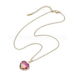 2Pcs 2 Styles Teardrop Heart K9 Glass Imitation Tourmaline Pendant Necklaces Sets&nbsp;NJEW-JN05188-01