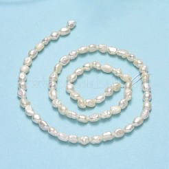 天然養殖淡水パールビーズ連売り  研磨両側  リネン  5.5~6x4.5x3mm  穴：0.7mm  約56~66個/連  14.37~14.57''（36.5~37センチメートル）&nbsp;PEAR-A005-13C-01