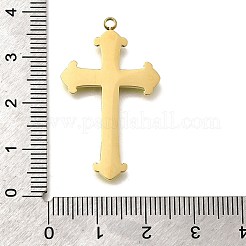 304ステンレススチールエナメルペンダント  クロスチャーム  ゴールドカラー  緑黄  35.5x21x2mm  穴：1.8mm&nbsp;STAS-Z161-04G