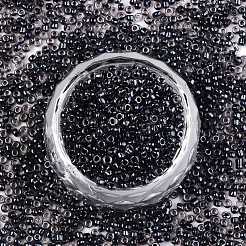 12/0 ガラスシードビーズ  透明な内側の色の光沢  丸い穴  ラウンド  ブラック  12/0  2~2.5x1.5~2mm  穴：0.8mm  約30000個/袋&nbsp;SEED-A015-2mm-2210