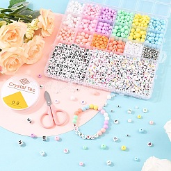 キットを作るDIYブレスレット  アクリル、CCBプラスチック、ABSプラスチックビーズを含む  クリスタル弾性ストレッチスレッド  ステンレス製のはさみ  ミックスカラー  6x5mm  穴：1.8mm&nbsp;DIY-YW0017-58