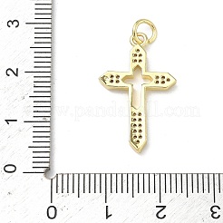 真鍮マイクロパヴェクリアキュービックジルコニアペンダント  クロスチャーム  16KGP本金メッキ  24.5x15x2.5mm  丸カン：5.5x1ミリ  内径：3.5mm&nbsp;KK-P350-02C-G