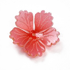 アクリルビーズキャップ  熱収縮ピース付き  花  15.5x16x4mm  穴：1mm&nbsp;SACR-E002-05