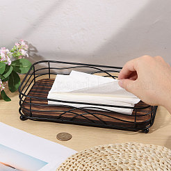 木と鉄の卓上ティッシュ収納ホルダー  長方形  ココナッツブラウン  250x160x55.5mm&nbsp;AJEW-WH0410-106
