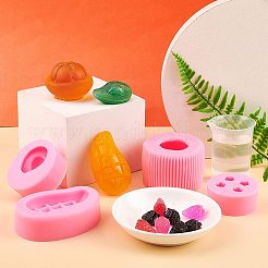 3D フルーツ食品グレードのシリコーン金型キット  DIYケーキデコレーション用  チョコレート  キャンディ  UVレジン＆エポキシ樹脂ジュエリー作り  使い捨てラテックスフィンガーベッド付き  計量カッププラスチック工具  ミックスカラー  87x57.5x24mm  インナーサイズ：69x39mm&nbsp;DIY-PH0004-76
