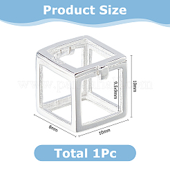 925 Sterling Silver Cube Empty Bead Cage Charms&nbsp;STER-WH0005-62