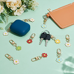 24個 6色の花合金エナメルペンダント装飾  合金回転式ナスカン付き  ミックスカラー  59mm  4個/カラー&nbsp;KEYC-PH01580