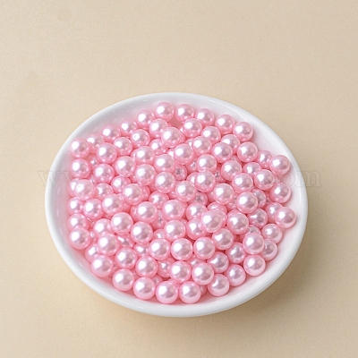 オリジナル手染めビーズ❤マットなダークピンクのひねりビーズのパール系ボールペン♪ ABSプラスチックパール調ビーズ 穴がない ラウンド パールピンク 12mm