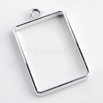 Rack Plating Alloy Rectangle Open Back Bezel Pendants&nbsp;X-PALLOY-S047-28D-FF-1