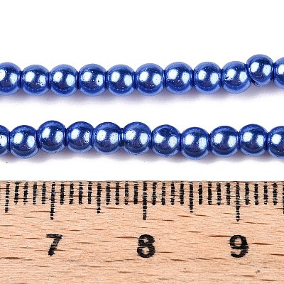 ベーキングペイント、ガラスパールビーズの連  パールカラーの  ラウンド  藤紫色  3~4mm  穴：0.5mm  約195個/連  23.6インチ&nbsp;HY-Q003-3mm-28-1