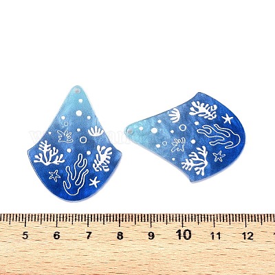 印刷されたアクリルパーツ  海のテーマ  ヒトデ  39.5x31x2.5mm  穴：1.5mm&nbsp;OACR-T028-02D-1