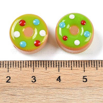 ランプワークビーズ  ドーナツ  ライム  15x10mm  穴：1.2mm&nbsp;LAMP-C015-01C-1