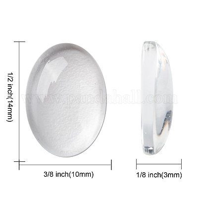 Transparent Oval Glass Cabochons&nbsp;X-GGLA-R022-14x10-1