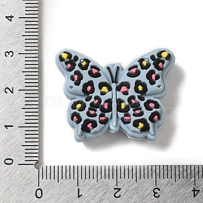 シリコンビーズ  蝶  ライトスチールブルー  24x30x9mm  穴：2mm&nbsp;SIL-U0001-01A-1