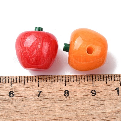 オペーク樹脂ビーズ りんご ミックスカラー 16x16mm 穴：2.5mmの通販