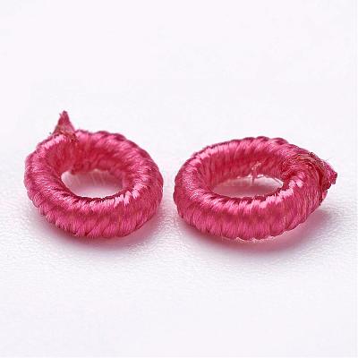 ポリエステルファブリックビーズ  リング  淡いバイオレットレッド  6x2mm  穴：3mm  約200個/袋&nbsp;WOVE-N003-42-1