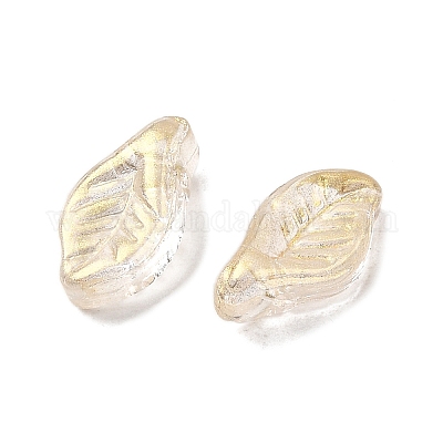 ガラスビーズ  葉  小麦  12x6.5x5mm  穴：0.8mm&nbsp;X-GLAA-D303-08L-1