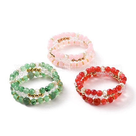 Multi-layered Stretch Beaded Bracelets Sets&nbsp;BJEW-JB05755-1