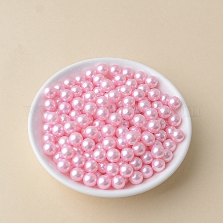 ABSプラスチックパール調ビーズ 穴がない ラウンド パールピンク 12mm