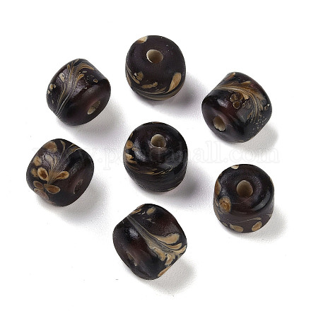 手作りランプワークビーズ  コラム  ブラック  11~13x10~11mm  穴：2~3mm&nbsp;LAMP-M020-01F-1