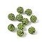 Handcraft DIY Polymer Clay Grade A Rhinestone Pave Disco Ball Beads, Round, Peridot, PP14(2~2.1mm), 10mm, Hole: 1.2~1.7mm