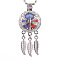 Alloy Diffuser Locket Pendants, with Dragonfly Pattern, Excluding Chain, Woven Net/Web with Feather, Platinum, 55x24mm