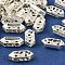 Brass Crystal Rhinestone Spacer Bars, 2-Hole, Hexagon, Silver, 11x2.5x4.5mm, Hole: 0.9mm