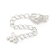 Brass Lobster Clasps & Ends with Chain, Cadmium Free & Nickel Free & Lead Free, Bowknot, Silver, 70mm