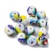 Handmade Millefiori Lampwork Beads, Round, White, 8.5~9mm, Hole: 1.6mm
