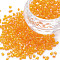 Glass Bugle Beads, Transparent Colours Rainbow, Orange, 2.5~3x2mm, Hole: 0.9mm, about 15000pcs/pound