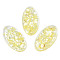 Transparent Acrylic Cabochons, with Shell, Oval, Yellow, 44x25x5mm