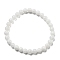 Natural White Jade Round Beaded Stretch Bracelets, Inner Diameter: 2-1/4 inch(5.6cm), beads: 6mm