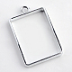 Rack Plating Alloy Rectangle Open Back Bezel Pendants&nbsp;X-PALLOY-S047-28D-FF-2