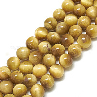 天然石タイガーアイビーズ連売り  ラウンド  ゴールド  8~8.5mm  穴：1mm  約47~48個/連  14.96~15.55インチ（38~39.5cm）&nbsp;X-G-S300-8mm-107H