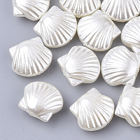 ABSプラスチックパール調ビーズ  シェル形状  フローラルホワイト  14.5x16x7.5mm  穴：1.2mm&nbsp;X-KY-T013-010