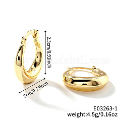 Trendy Geometric Brass Hoop Earrings, Cute Style for Fashionable look, Golden, 23x20mm