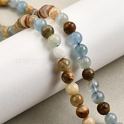天然青方解石ビーズ連売り  ラウンド  ブルー  6mm  穴：0.8mm  約68個/連  15.35''（39センチメートル）