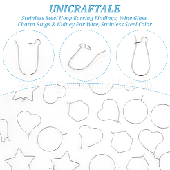 150Pcs 5 Style 304 Stainless Steel Hoop Earring Findings&nbsp;STAS-UN0050-92