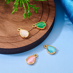 4Pcs 4 Colors Brass Crushed Ice Cut Cubic Zirconia Pendants&nbsp;KK-TADJ0001-11