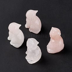 天然ローズクォーツ彫刻ディスプレイ装飾  ホームオフィスデスク用  猫  19~21x21~24x31~32mm&nbsp;G-F719-40H