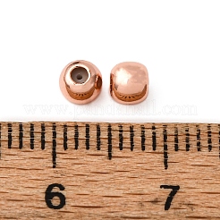 真鍮ビーズ  内部のゴムと  スライダービーズ  ラウンド  ローズゴールド  4x3mm  穴：0.6~1.1mm&nbsp;KK-XCP0002-13RG