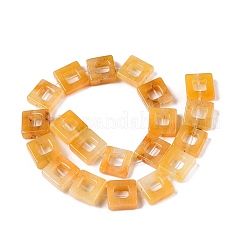 天然石トパーズ翡翠ビーズ連売り  中空の四角  10x10x3~4mm  穴：1mm  約20個/連  8.07インチ（20.5cm）&nbsp;G-N342-100