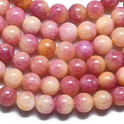 天然石マレーシアジェイドビーズ連売り  染め＆加熱  ラウンド  桃パフ  6~6.5mm  穴：1mm  約60~62個/連  14.96インチ（38cm）&nbsp;G-L645-A01-6mm-32