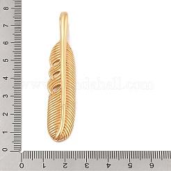 イオンプレーティング（IP）304ステンレススチールビッグペンダント  フェザーチャーム  ゴールドカラー  70x13x5mm  穴：5x10mm&nbsp;STAS-G346-02G