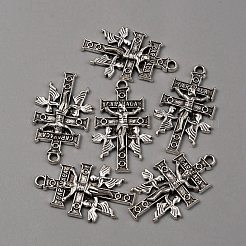合金のチベット風チャーム  十字架クロスチャーム  宗教  アンティークシルバー  30x18x3mm  穴：1.6mm&nbsp;FIND-CJC0007-89