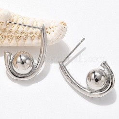 真鍮製スタンドピアス  ラックめっき  長持ちメッキ  鉛フリー＆カドミウムフリー  ラウンド  プラチナ  21x8mm&nbsp;EJEW-Q015-11P
