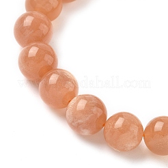 天然サンストーンビーズストレッチブレスレット（男女兼用）  ラウンド  内径：2-1/4インチ（5.7cm）  ビーズ：10mm&nbsp;BJEW-I322-01A