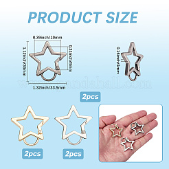 6Pcs 3 Colors Zinc Alloy Spring Gate Rings&nbsp;FIND-SP0003-81A