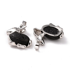 天然溶岩ロックバニーペンダント  真鍮パーツ  兎  プラチナ  28x23x7mm  穴：5x7mm&nbsp;G-E422-19P